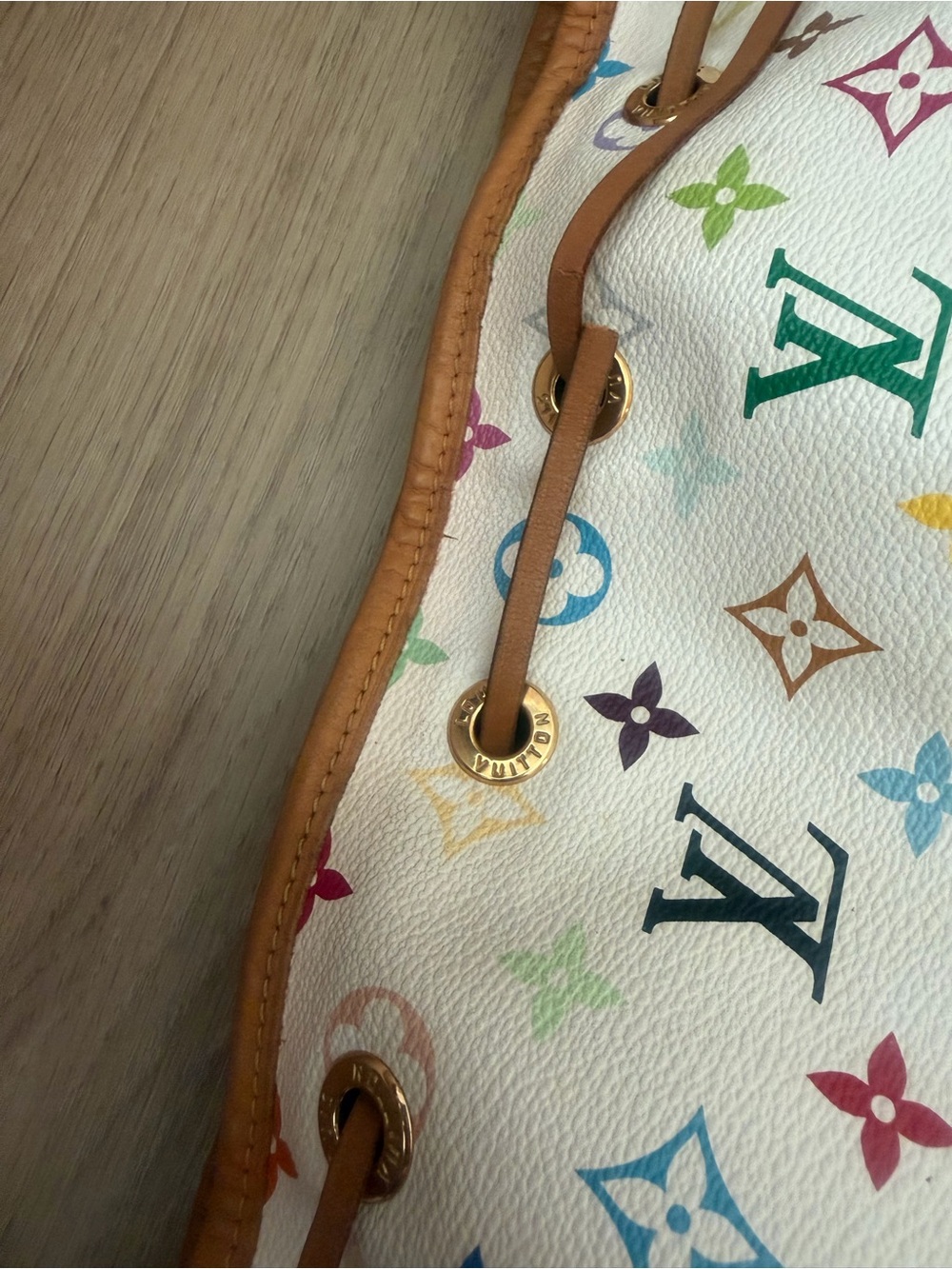 Louis Vuitton x Murakami Vintage White Multicolor Monogram LV Noe Bucket Bag - Picture 14 of 16